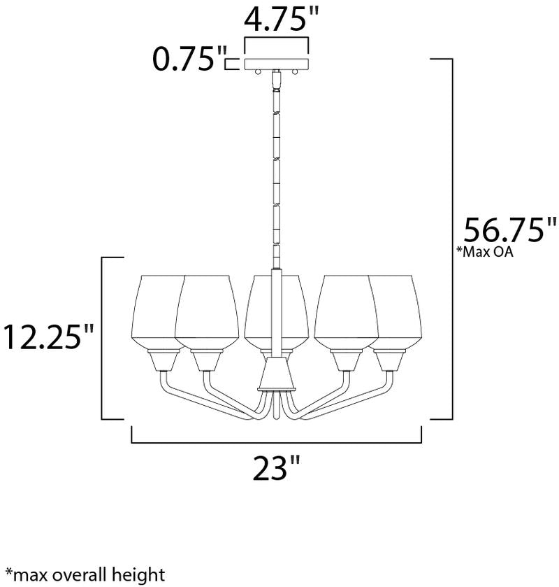 Goblet 23' 5 Light Chandelier in Black and Satin Nickel