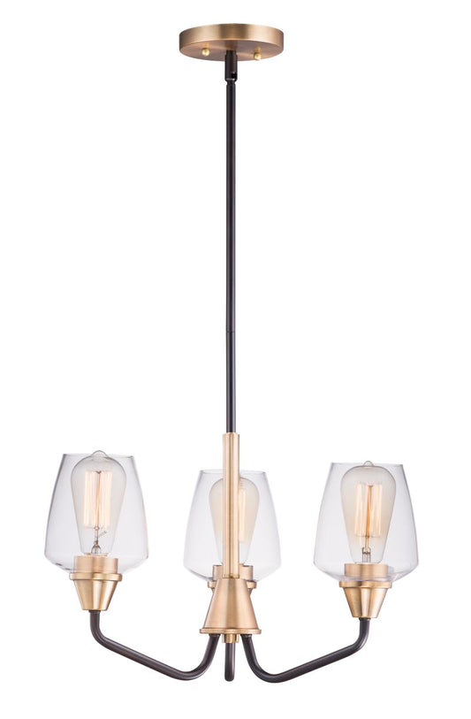 Goblet 19" 3 Light Chandelier in Bronze and Antique Brass