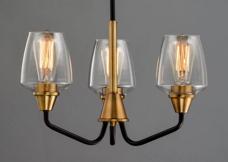 Goblet 19' 3 Light Chandelier in Bronze and Antique Brass