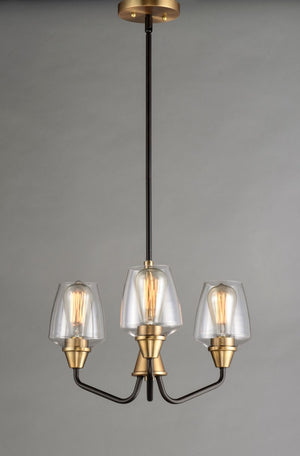 Goblet 19' 3 Light Chandelier in Bronze and Antique Brass