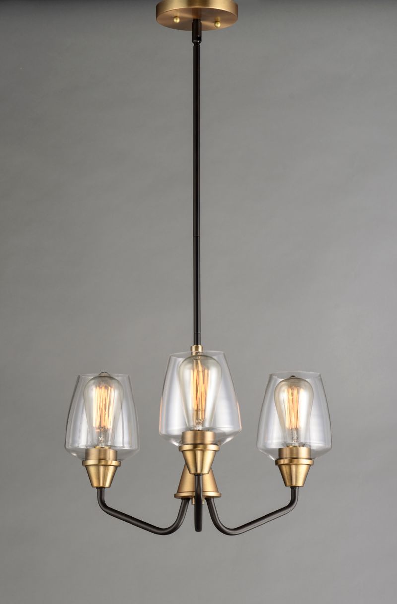 Goblet 19' 3 Light Chandelier in Bronze and Antique Brass