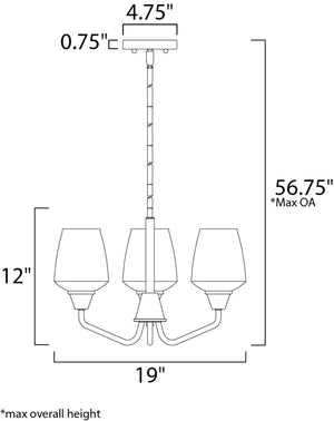 Goblet 19' 3 Light Chandelier in Bronze and Antique Brass