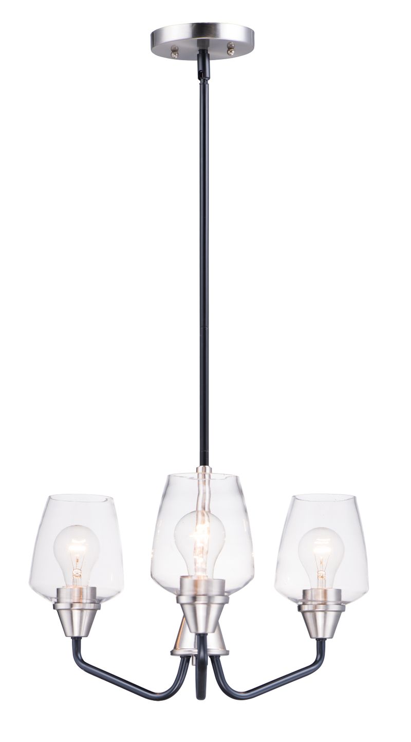 Goblet 19' 3 Light Chandelier in Black and Satin Nickel
