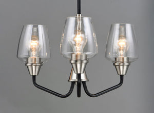 Goblet 19' 3 Light Chandelier in Black and Satin Nickel