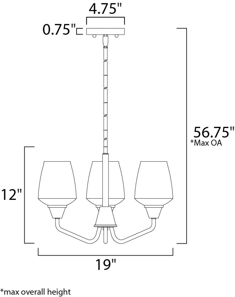 Goblet 19' 3 Light Chandelier in Black and Satin Nickel