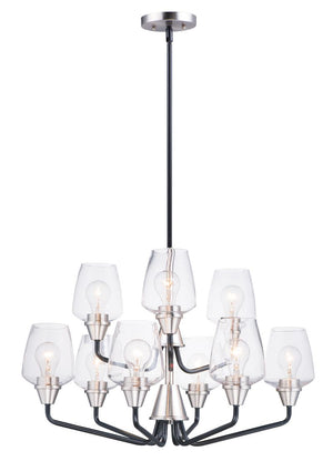 Goblet 27' 9 Light Chandelier in Black and Satin Nickel