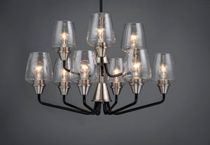 Goblet 27' 9 Light Chandelier in Black and Satin Nickel