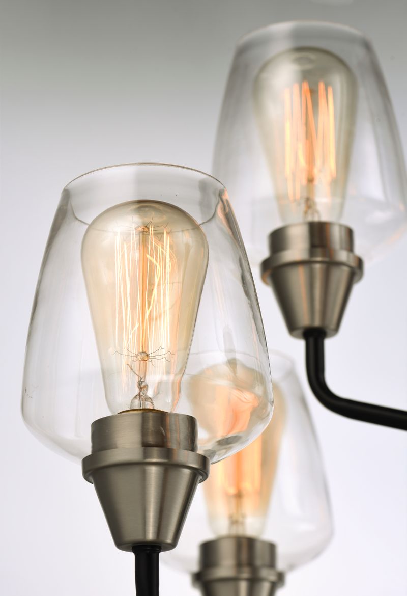Goblet 27' 9 Light Chandelier in Black and Satin Nickel