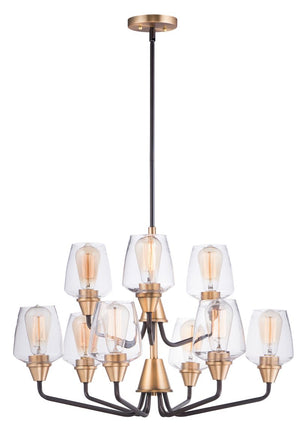 Goblet 27' 9 Light Chandelier in Bronze and Antique Brass