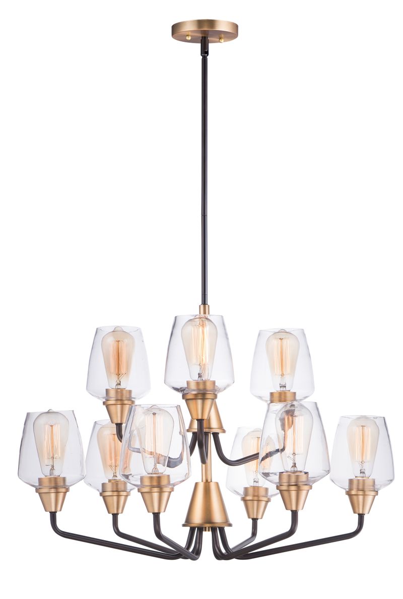 Goblet 27' 9 Light Chandelier in Bronze and Antique Brass