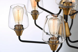 Goblet 27' 9 Light Chandelier in Bronze and Antique Brass