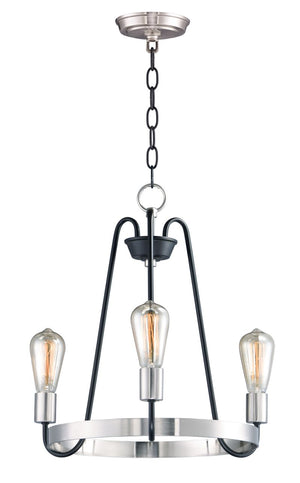 Haven 18.5' 3 Light Chandelier in Black and Satin Nickel