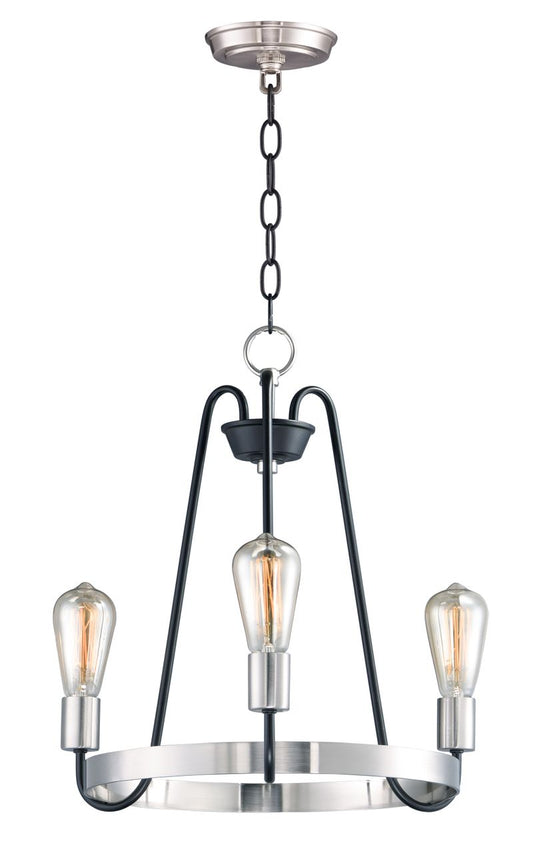 Haven 18.5" 3 Light Chandelier in Black and Satin Nickel