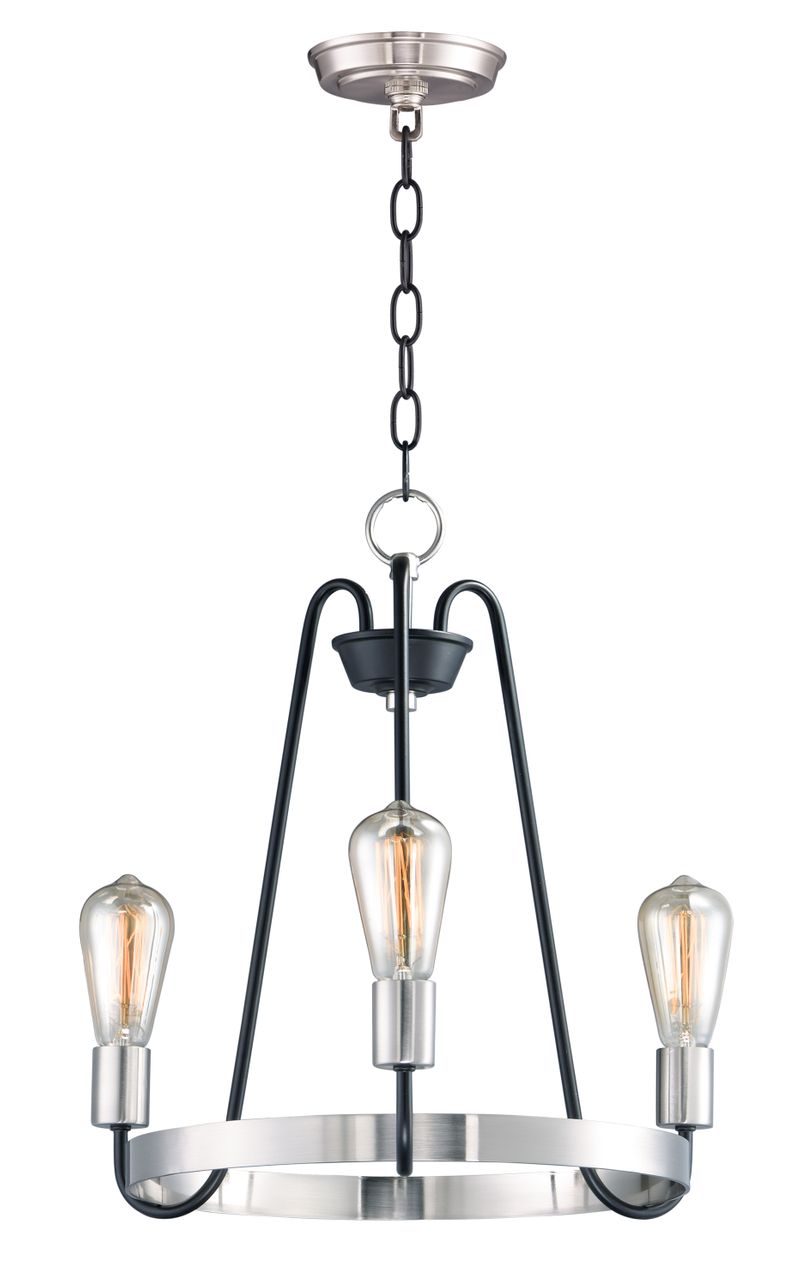 Haven 18.5' 3 Light Chandelier in Black and Satin Nickel