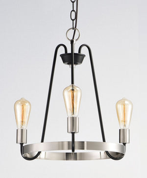 Haven 18.5' 3 Light Chandelier in Black and Satin Nickel