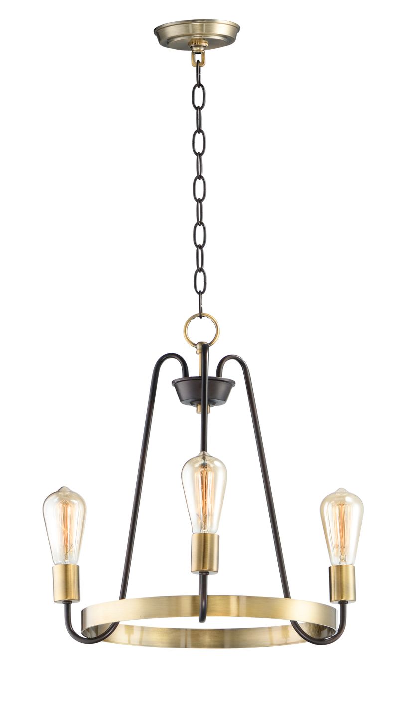 Haven 18.5' 3 Light Chandelier in Oil Rubbed Bronze Antique Brass