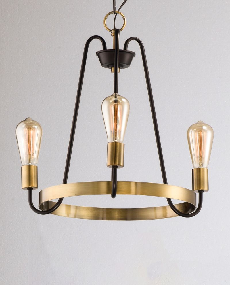 Haven 18.5' 3 Light Chandelier in Oil Rubbed Bronze Antique Brass
