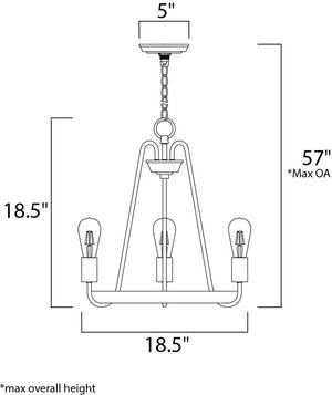 Haven 18.5' 3 Light Chandelier in Oil Rubbed Bronze Antique Brass