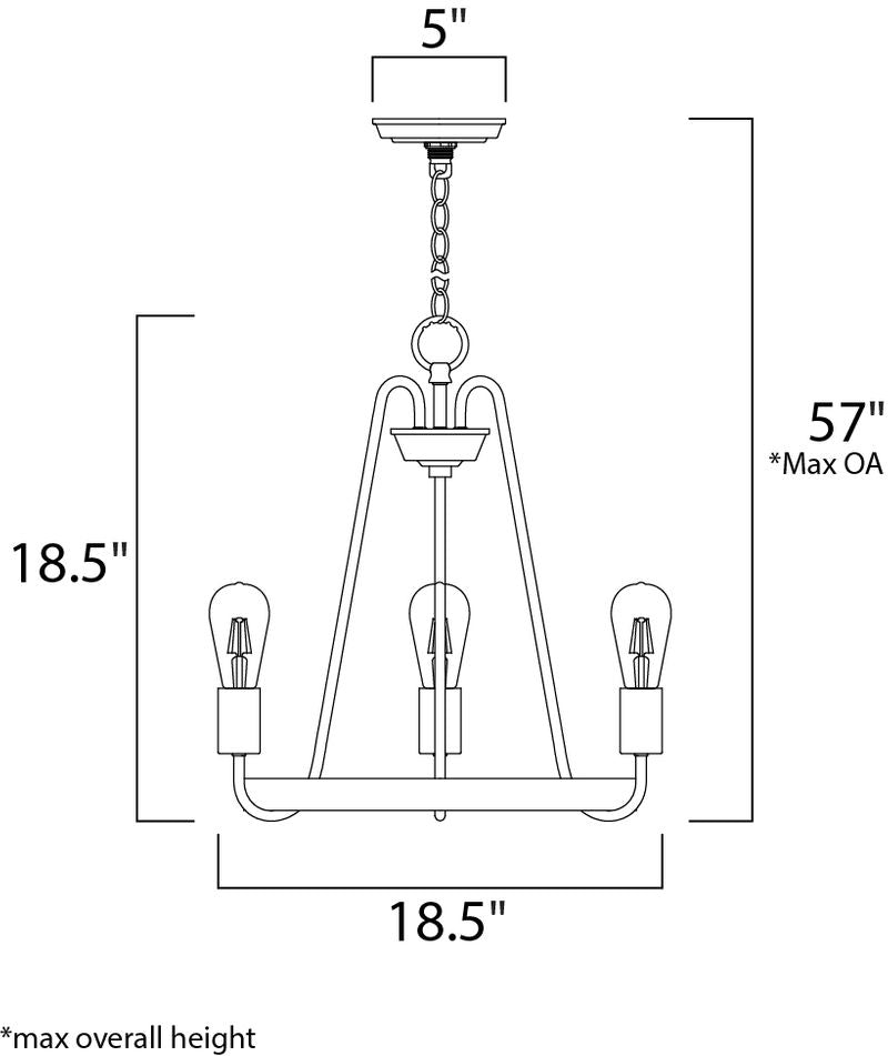 Haven 18.5' 3 Light Chandelier in Oil Rubbed Bronze Antique Brass