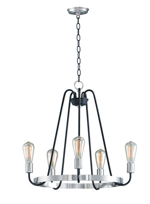 Haven 23.75' 5 Light Chandelier in Black and Satin Nickel