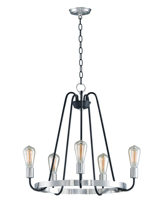 Haven 23.75" 5 Light Chandelier in Black and Satin Nickel