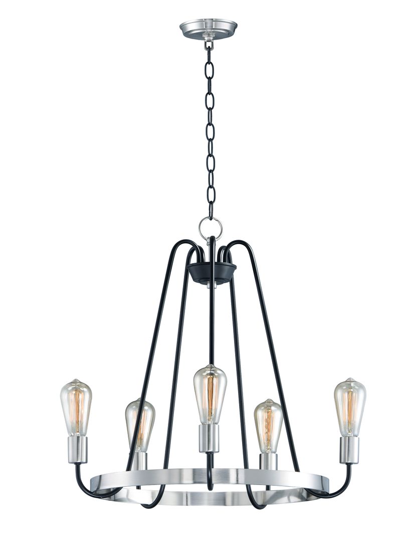 Haven 23.75' 5 Light Chandelier in Black and Satin Nickel