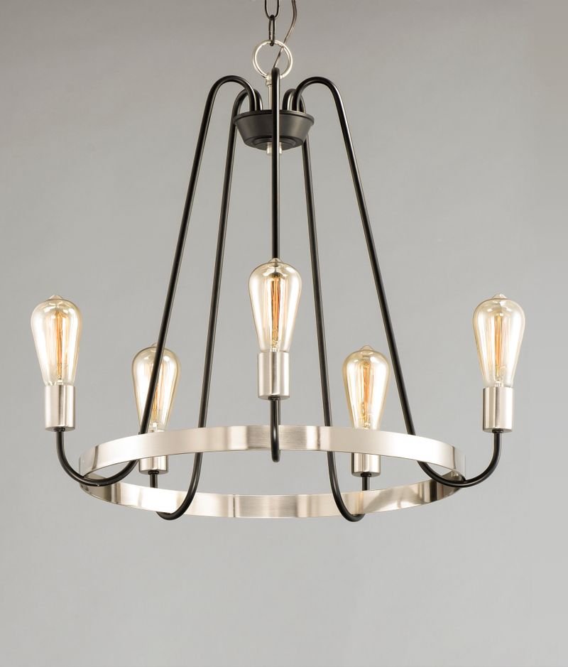 Haven 23.75' 5 Light Chandelier in Black and Satin Nickel