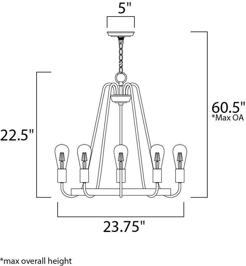 Haven 23.75' 5 Light Chandelier in Black and Satin Nickel