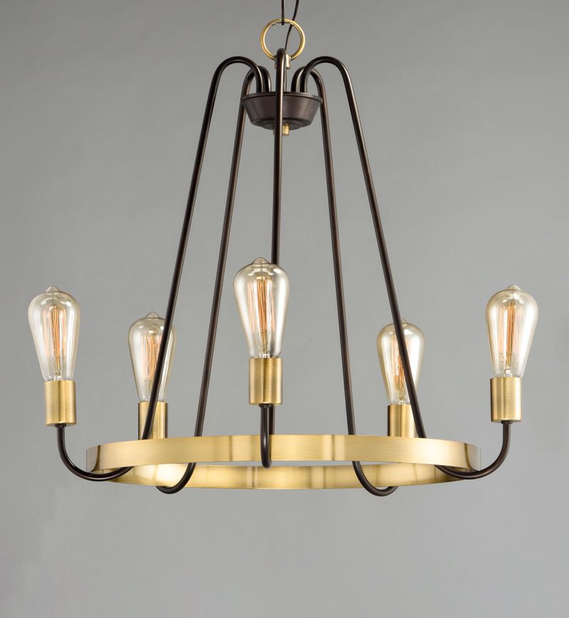 Haven 23.75' 5 Light Chandelier in Oil Rubbed Bronze Antique Brass
