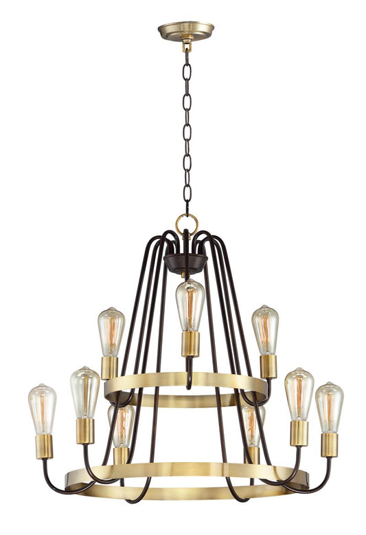 Haven 27" 9 Light Chandelier in Oil Rubbed Bronze Antique Brass