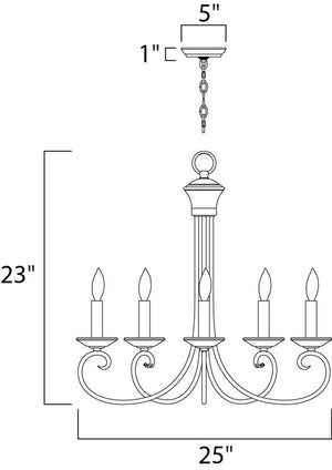 Loft 25' 5 Light Single-Tier Chandelier in Oil Rubbed Bronze