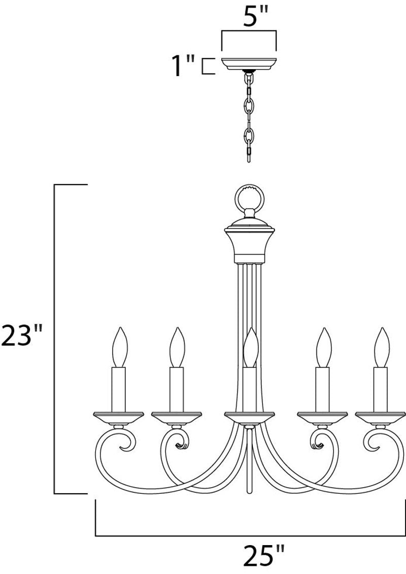 Loft 25' 5 Light Single-Tier Chandelier in Oil Rubbed Bronze