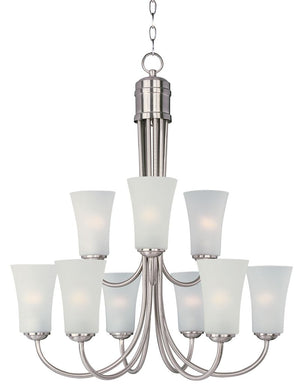 Logan 28.5' 9 Light Multi-Tier Chandelier in Satin Nickel