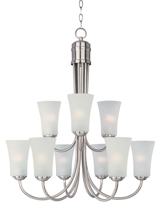 Logan 28.5" 9 Light Multi-Tier Chandelier in Satin Nickel