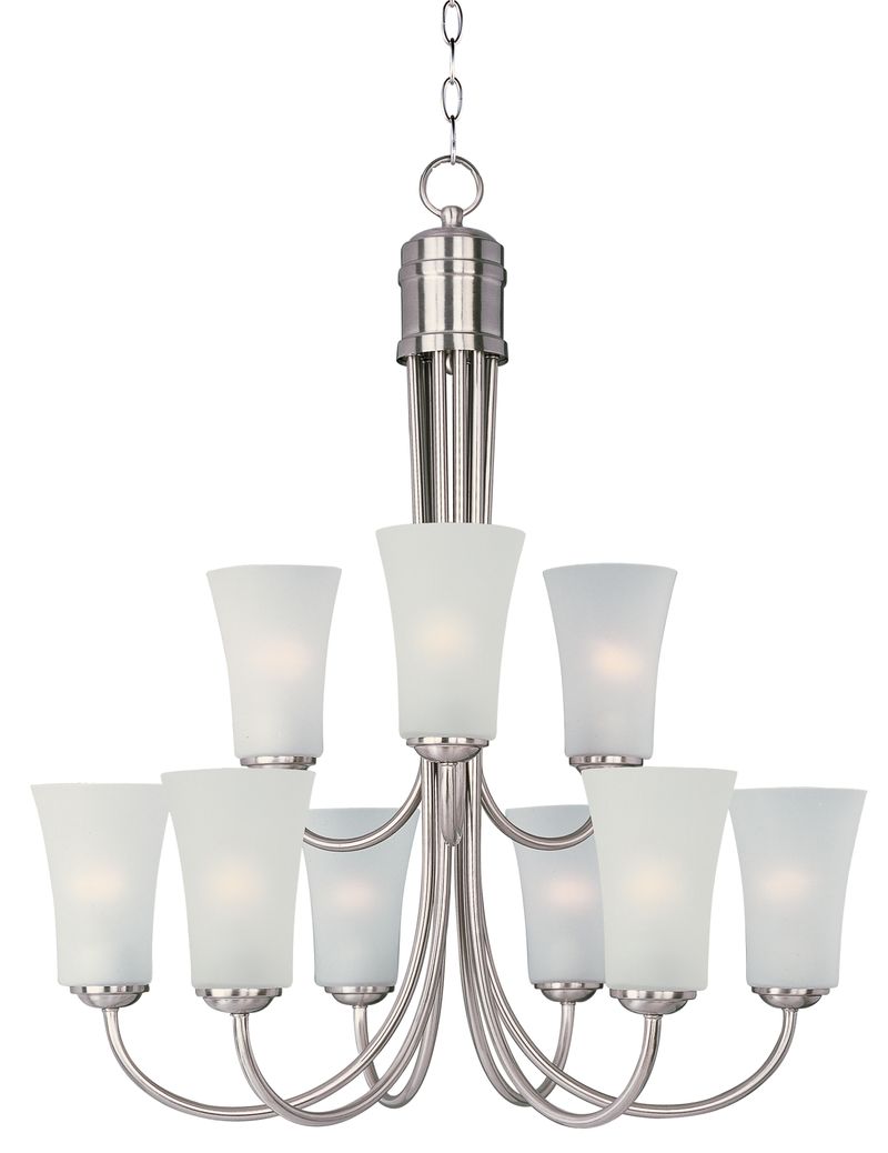 Logan 28.5' 9 Light Multi-Tier Chandelier in Satin Nickel