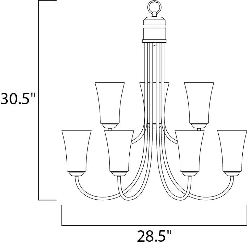 Logan 28.5' 9 Light Multi-Tier Chandelier in Satin Nickel