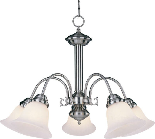 Malaga 24" 5 Light Down Light Chandelier in Satin Nickel with Marble Glass Finish