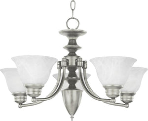 Malaga 25' 5 Light Single-Tier Chandelier in Satin Nickel with Marble Glass Finish