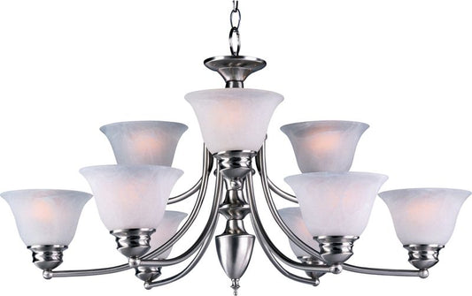 Malaga 31.5" x 16.5" Multi-Tier Chandelier with 9 Lights (with Marble Glass Finish)