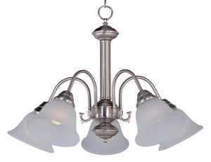 Malaga 24' 5 Light Down Light Chandelier in Satin Nickel with Frosted Glass Finish