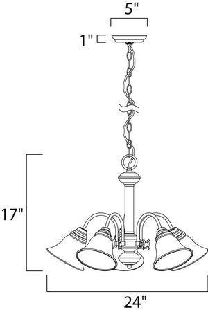 Malaga 24' 5 Light Down Light Chandelier in Satin Nickel - with Frosted Glass Finish