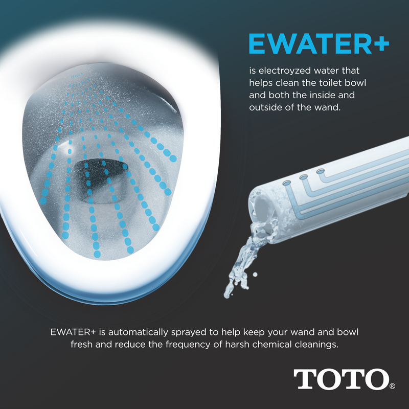 EP Elongated 0.9 gpf & 1.28 gpf Wall-Hung Toilet with Washlet in Cotton White