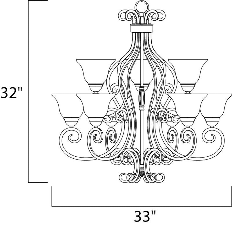 Manor 33' 9 Light Multi-Tier Chandelier in Oil Rubbed Bronze