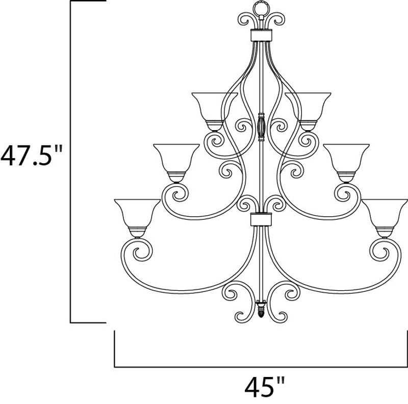 Manor 45' 15 Light Multi-Tier Chandelier in Oil Rubbed Bronze with Frosted Shades