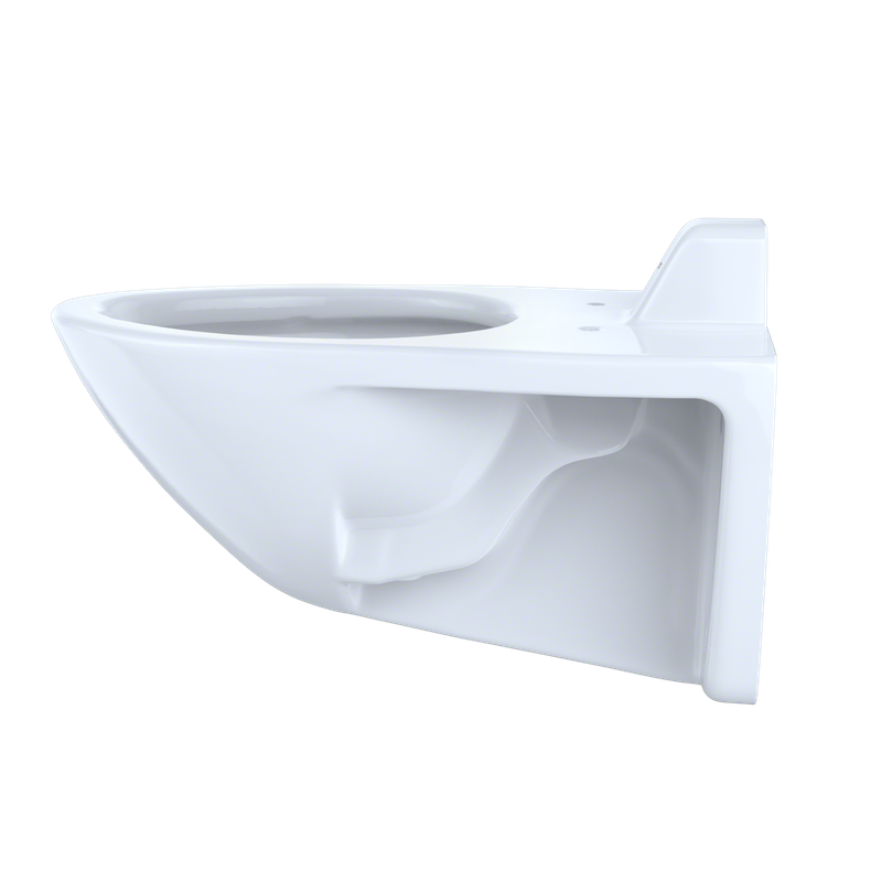Commercial Elongated Wall Mount Toilet Bowl in Cotton White - Back Spud