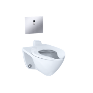 Commercial Elongated Wall Mount Toilet Bowl in Cotton White - Back Spud