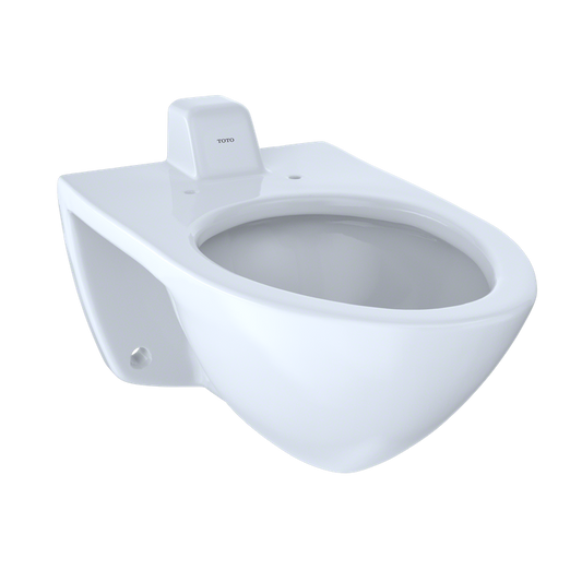Commercial Elongated Wall Mount with CeFiONtect Toilet Bowl in Cotton White - Back Spud