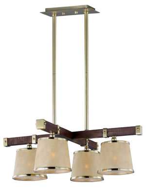 Maritime 29.25' 4 Light Single-Tier Chandelier in Antique Pecan and Satin Brass