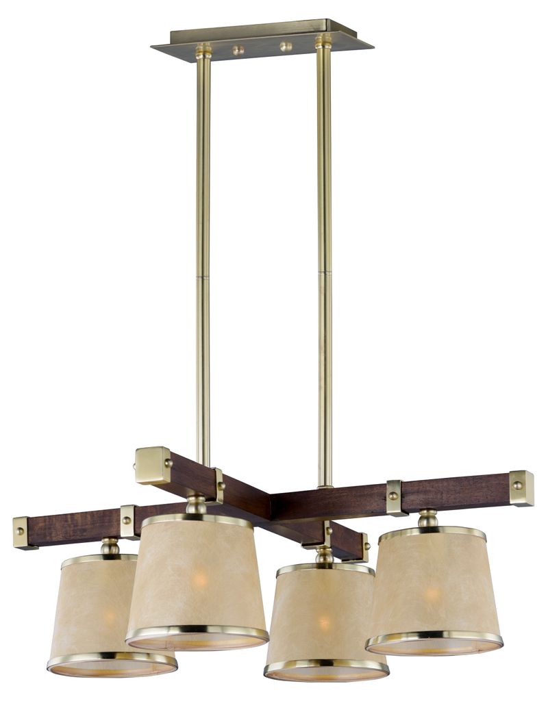 Maritime 29.25' 4 Light Single-Tier Chandelier in Antique Pecan and Satin Brass