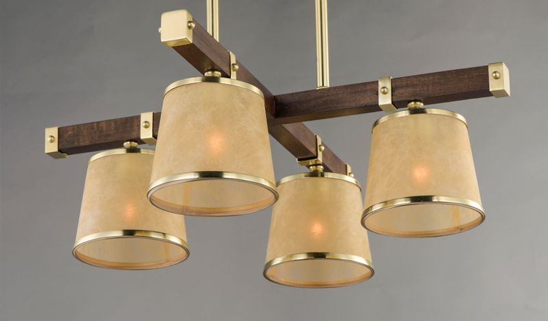 Maritime 29.25' 4 Light Single-Tier Chandelier in Antique Pecan and Satin Brass